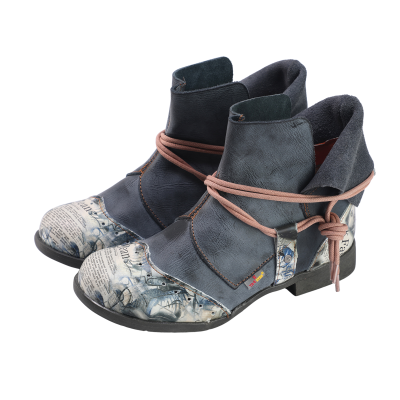 Women Leather Splice Slip-on Fashion Comfortable Casual Sneaker Ankle Boots