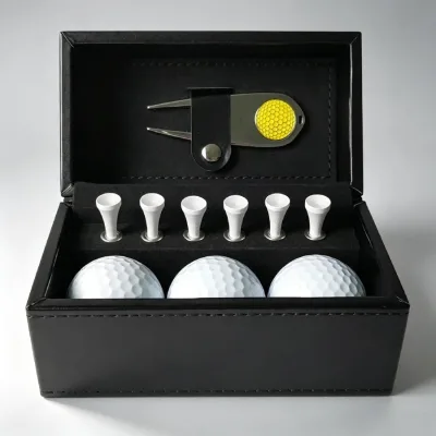 Custom Classic Golf Tee Ball Marker Divot Tool With PU Leather Case Men Women Golf Gift Accessories Box Set for Golfer