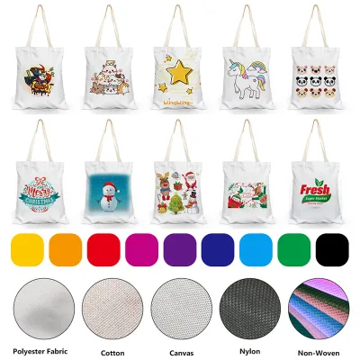 Custom Print Eco Friendly Shopping Bag Recycled Reusable Plain Canvas Cotton Sublimation Tote Bag Blank for Heat Press