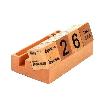 Wooden Handicraft Desktop Office Use Christmas Calendar Wooden Desk Calendar