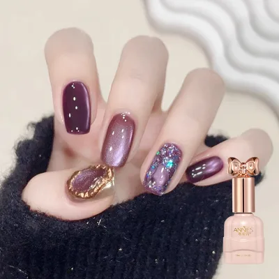 Custom 10ml Blackcurrant Purple Gel Polish Set Amber Glaze Glass Gel Polish