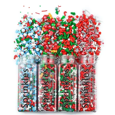 Xmas Themed Bulk Sprinkles Red & Green Christmas Sprinkles for Cake Pops DIY Cake Sprinkles Wholesale with Custom Colors