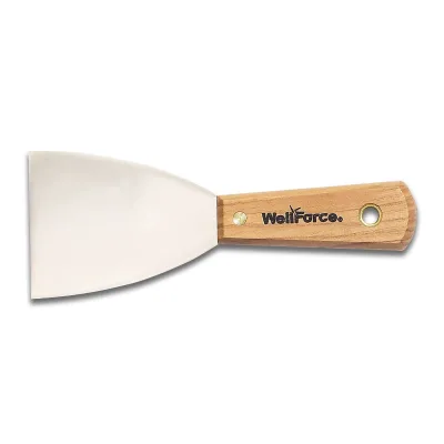 Industrial Carbon Steel Plaster Putty Knife with Oak Wood Handle Model 01560 for DIY and Woodworking