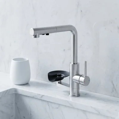 SS304 Upgrade Right Angle Spout Dual Mode Spray Head High Efficiency Cleaning Space Optimized Kitchen Faucet