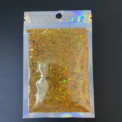 Holographic Chunky Glitter Mix Shaped Reflective Powder Bulk Wholesale Glitter Gold