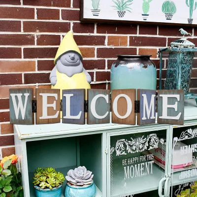 Wooden Welcome Sign Polished Customized Color Modern Decorative Letters Separate Letter Center Folding Word Signage Decorative