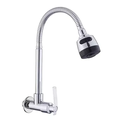 Single Cold Kitchen Faucet Modern All Copper Universal Rotating Flexible Ceramic for Basin Balcony Laundry Pool Wall Mount