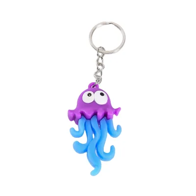 Cartoon Creative PVC Couple Keychain Marine Fish Octopus Cuttlefish Seahorse 2022 KeyChain Key Ring Ornaments