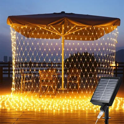 Solar LED Net Mesh Light 8 Modes IP65 Waterproof Easy Install Bush Hedge Cover for Garden Tree Christmas Outdoor Decoration