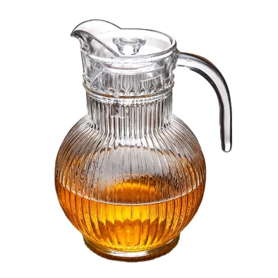 Wholesale OEM 1800ml Drinking Glassware Glass Jug Set Water Juice Pitcher Glass Carafe Set Beverage Juice Kettle