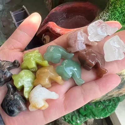 HY Hot Sales 1in Natural Crystal Dolphin Carving Crystal Healing Stone Crystal Turtle Carving for Gift and Decor
