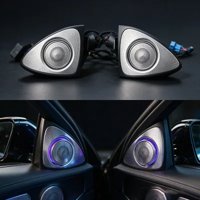 Eurocar Stainless PP 3D Speakers RotaTing Tweeters for 2014+ Mercedes C-Class W205 C220/C300 Interior LED Light 100%
