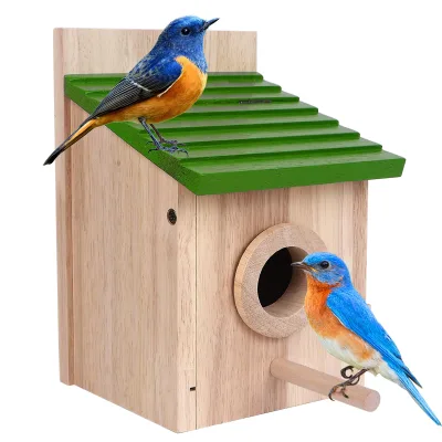 Bird House for Outside With Predator Guard Natural Wooden Bird House Hanging Birdhouse for Outdoor Use