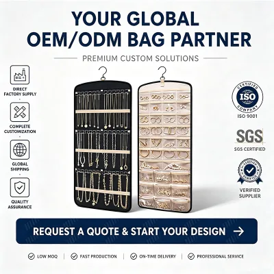 BSCI Factory Lady Fashion Jewelry Travel Organizer Eco-Friendly Lightweight Polyester Tangle Storage Roll Bag Envelope Clutch