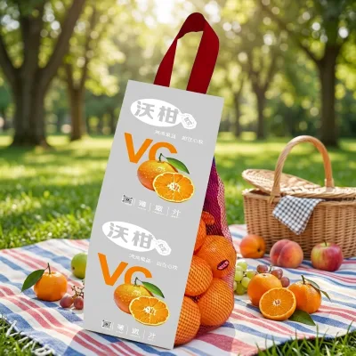 Fruit With Handles Packaged in Mesh Plastic Bags Transparent Ventilated Plastic Mesh Pouch Lightweight Hand Held Storage Bag