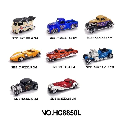 ABS Hand-held Box 8 Types of Cars, 4 Random Sliding Die-cast Zinc Alloy Model Car for Kids
