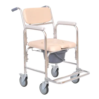 Foshan Modern Light Weight Transport Wheelchair with Toilet Commode Chair with Wheels