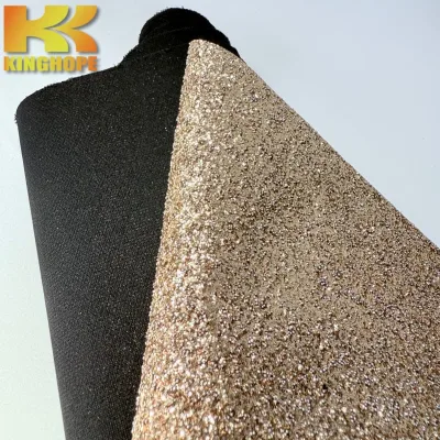 Kinghope HNCX Champagne Gold Glitter Synthetic Leather Shiny Fabric for Shoe Upper
