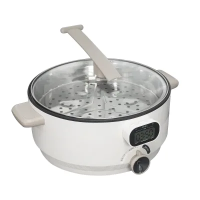 Big Capacity 5L Food Grade Stainless Steel Electric Hot Pot 1400W Auto-Thermostat Control Customized Heating Plate Household RV