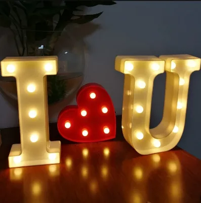 Cross-border Plastic LED Letter Lights English Alphabet Number Heart-Shaped Creative DIY Decorative Lights Confessions Proposals