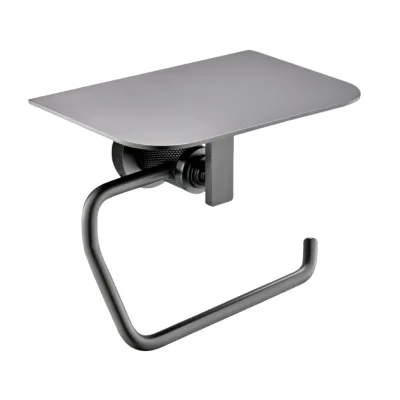 Modern Wall Mounted Matt Black Toilet Roll Paper and Towel Holder for Kitchen Mobile Goods Holder for Bathroom