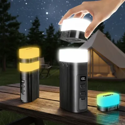 Ultralight LED Tent Light Waterproof Foldable 2-in-1 Dual Light Handheld Lamp Long Lasting Polymer Battery for Camping Outdoor