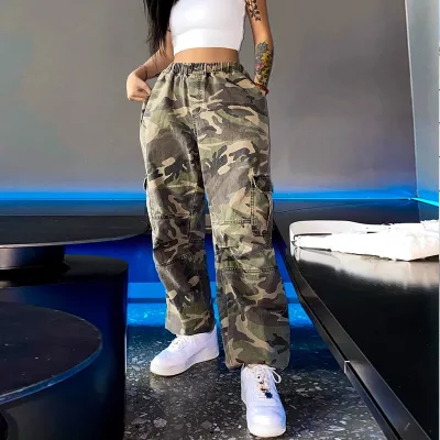 New Arrivals Women Camouflage Pockets Pants Casual Cargo Camouflage Pants for Women