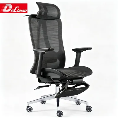 Ergonomic Mesh Office Guest Chair with Adjustable Headrest Footrest Armrest & Lumbar Support