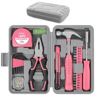For Best-Selling 59-Piece Household Tool Set Utility Knife Hammer Pliers Tape Measure Level Hex Keys Bits-Complete Tool Box