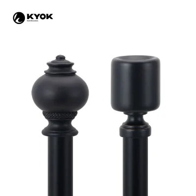 New Design Curtain Rods and Accessories Black Curtain Rod Finials Extendable Single Curtain Rods for Living Room