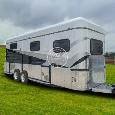 Two Horse Angle Load Float Transport Trailer with Tack Room Galvanized Steel Frame for Equestrian Stable Farm Use