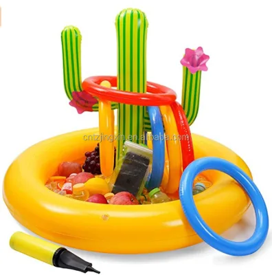 Dual-Purpose PVC Inflatable Ice Bar Cactus for Summer for Home or School Pool Parties Iced Drinks Toss Ring Game Essentials