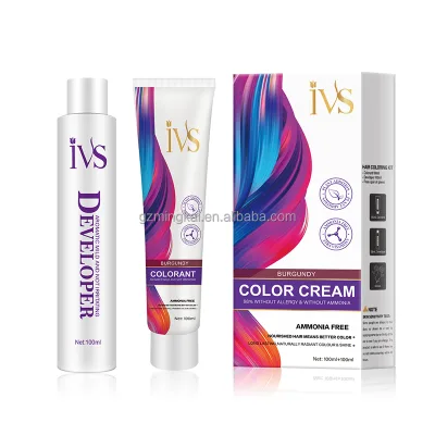 OEM Burgundy 10 Min Halal 00% Grey Coverage No Ammonia Argan Oil IVS Hair Color Cream for Long-Lasting Color and Nourishes Hair