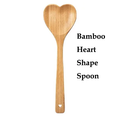 Heart-Shaped Bamboo Wooden Serving Spoon Chinese Style Measuring Spoon for Coffee Food Camping Stocked Item Weddings Giveaways