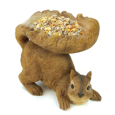 polyresin Gifts & Decor Woodland Brown Squirrel Outdoor Birdfeeder