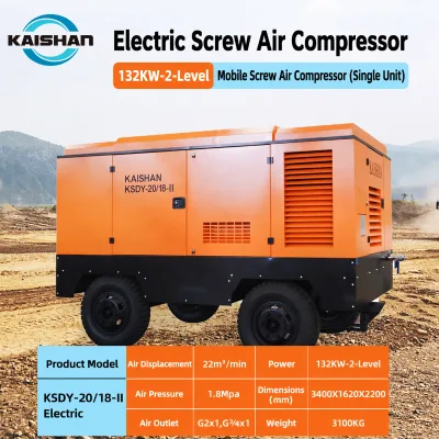 Energy Saving KSDY20/18 Mobile Electric Screw Air Compressor for Water Well & Foundation Drilling