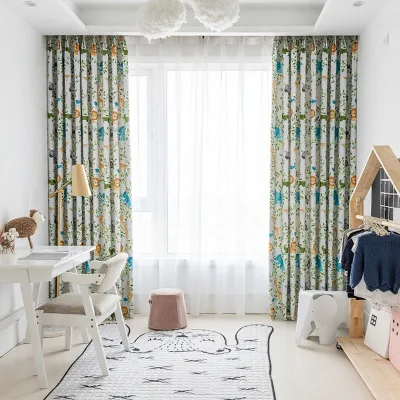 China [California] Model Polyester Children's Printed Cartoon Animation Blackout Shading Curtains for Bedroom Window Finished