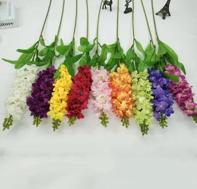 Cheap Wholesale Single Colorful Artificial Violets European Style Landscape Silk Purple Delphinium Flower