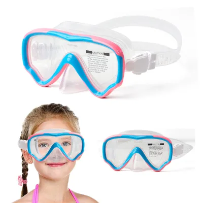 Junior Teens Anti-Fog Anti-UV Protection Diving Masks Clear View Youth Snorkel Nose Cover Kids Anti-Leakage Design Silicone