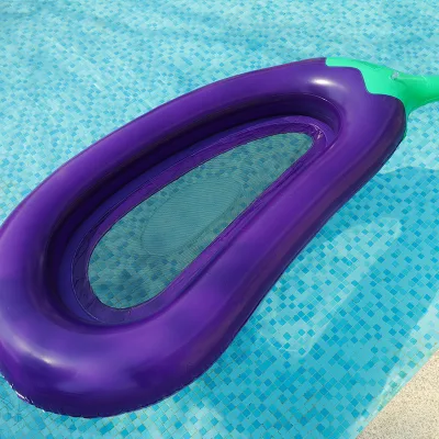 Eggplant Shape Swimming Pool Float Chair Portable Water Lounger Hammock Bed Pool Float Inflatable With Net