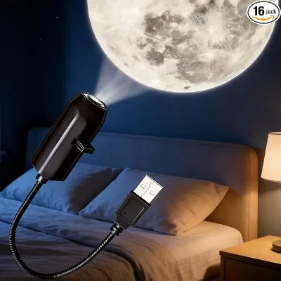 Star Projector LED Night Light with USB Adjustable Brightness Modern Bedroom Atmosphere Decoration