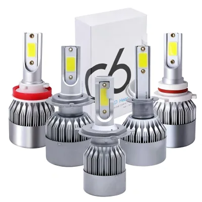 C6 H4/H11/H7 12V New Universal Fitment Car LED Headlights & Fog Lights 6000K 6000 Lumens