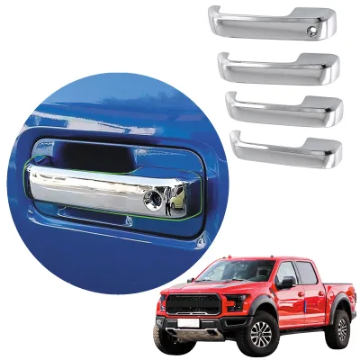 ABS Car Outer Handle Without Sensor Hole Insert Molding Door Panel Cover Decorative for Ford F-150 F150 2021 2022