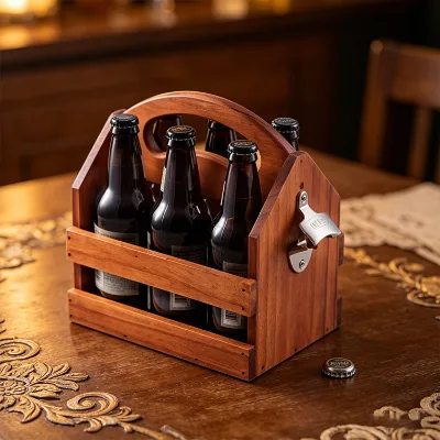 Vintage Wooden Wine Holder Tote Bar Restaurant Camping Storage Party Organizing Home Decor Wood Organizer 5L Capacity Durable