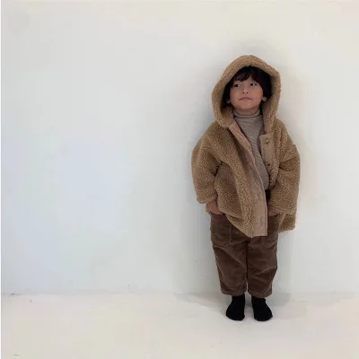2022 Hot Selling Girls Boy's Winter Lamb Velvet Outerwear Snowsuit Padded Jackets with Coats Autumn Korea Wholesale Style