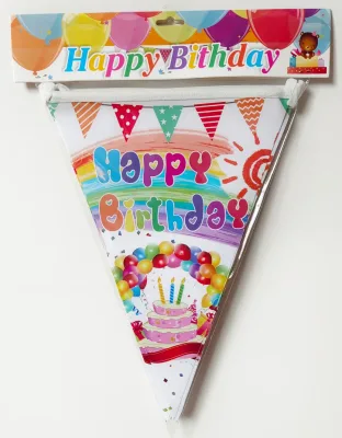 Custom Happy Birthday Banner Paper Triangle Flags Birthday Party Decorations Baby Shower Supplies