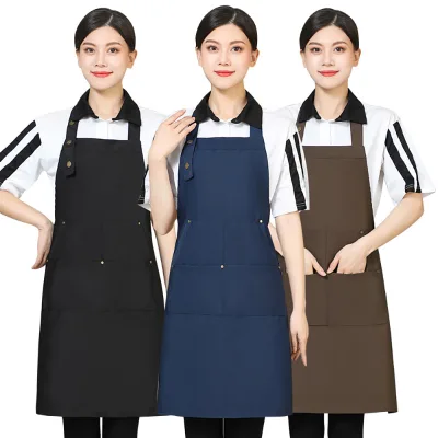 High End Canvas Apron with Logo Printed Supermarket Coffee Shop Hotel Fast Food Restaurant Home Work Clothes Apron