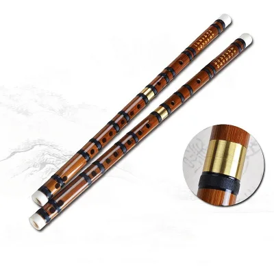 JELO HY-DZ-02 Bamboo Copper C/D/E F/G Flute Bitter Bamboo Dizi Traditional Chinese Handmade Woodwind Instrument Dizi Flute