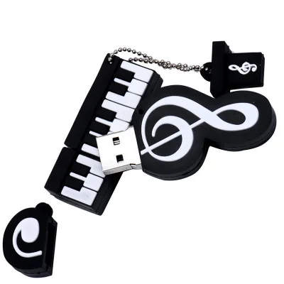 PVC Piano Shape USB Flash Drive Music Keyboard Pendrive With Treble Clef Pendant Custom Engraved Logo Musical Gift Storage Stick