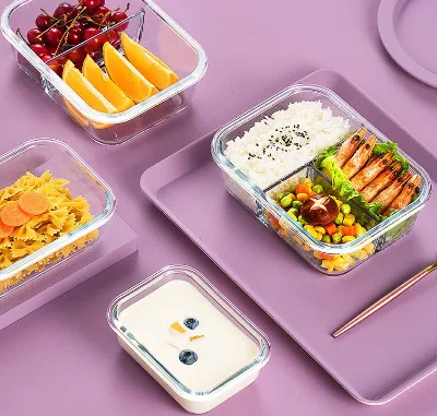 Wholesale  High Borosilicate Glass  Lunch Box  Food  Containers With  Compartment Divider